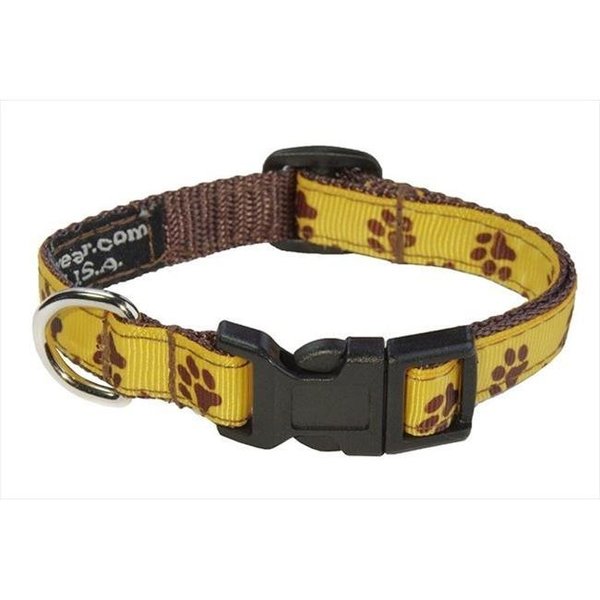 Sassy Dog Wear Sassy Dog Wear PUPPY PAWS-YELLOW1-C Puppy Paws Dog Collar; Yellow & Brown - Extra Small PUPPY PAWS-YELLOW1-C